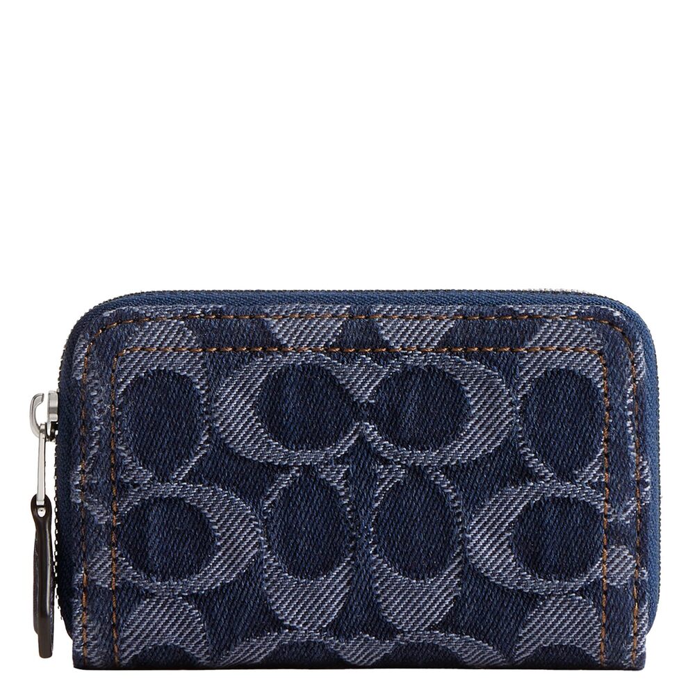 7326 Essential Small Zip Around Card Case in Signature Denim